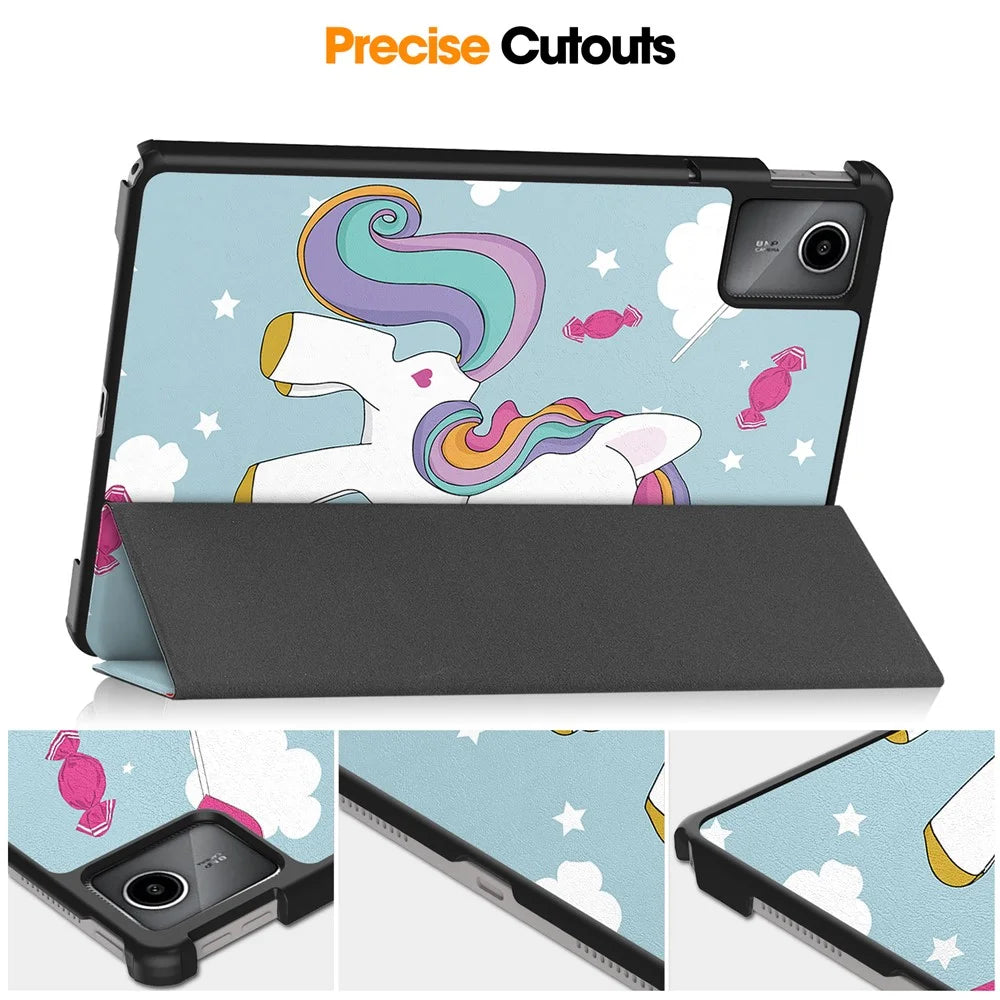 For Lenovo Tab M11 / Xiaoxin Pad 11 2024 Case Trifold Stand Pattern Printing Tablet Leather Cover - Horse - 6