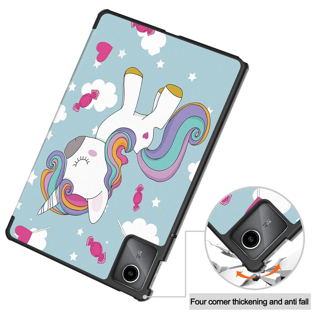 For Lenovo Tab M11 / Xiaoxin Pad 11 2024 Case Trifold Stand Pattern Printing Tablet Leather Cover - Horse - 7