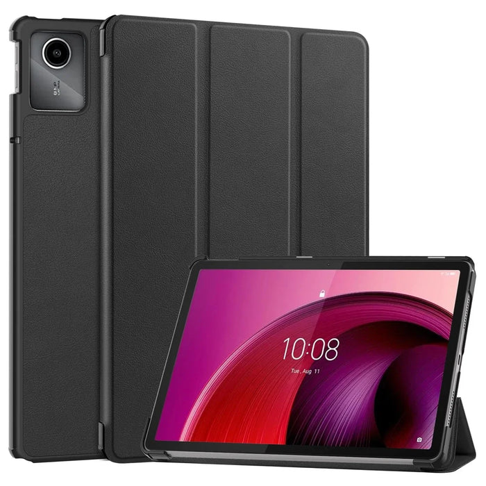 For Lenovo Tab M11 / Xiaoxin Pad 11 2024 Case Tri-Fold Stand PU Leather+PC Tablet Cover - Black - 1