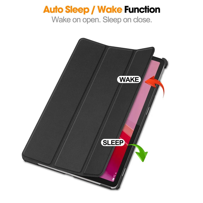For Lenovo Tab M11 / Xiaoxin Pad 11 2024 Case Tri-Fold Stand PU Leather+PC Tablet Cover - Black - 3