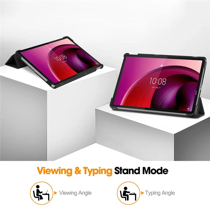 For Lenovo Tab M11 / Xiaoxin Pad 11 2024 Case Tri-Fold Stand PU Leather+PC Tablet Cover - Black - 4