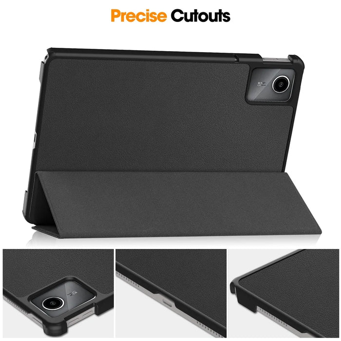 For Lenovo Tab M11 / Xiaoxin Pad 11 2024 Case Tri-Fold Stand PU Leather+PC Tablet Cover - Black - 6
