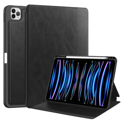 For iPad Pro 11 (2020) / (2021) / (2022) / iPad Air 11 (2026) / (2025) / (2024) / Air (2022) / (2020) Tablet Case PU Leather Wallet Cover - Black - 1