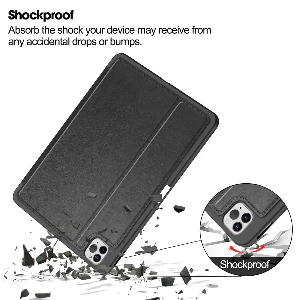 For iPad Pro 11 (2020) / (2021) / (2022) / iPad Air 11 (2026) / (2025) / (2024) / Air (2022) / (2020) Tablet Case PU Leather Wallet Cover - Black - 5