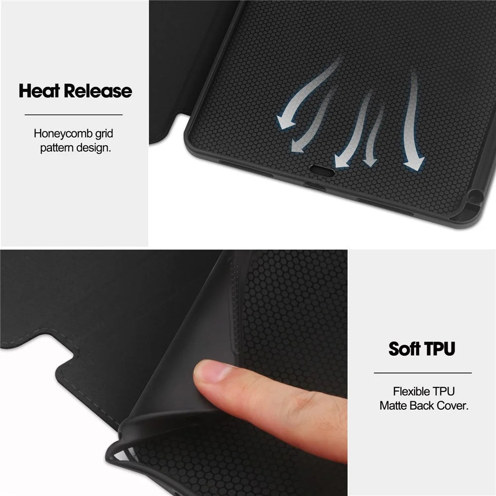 For iPad Pro 11 (2020) / (2021) / (2022) / iPad Air 11 (2026) / (2025) / (2024) / Air (2022) / (2020) Tablet Case PU Leather Wallet Cover - Black - 7