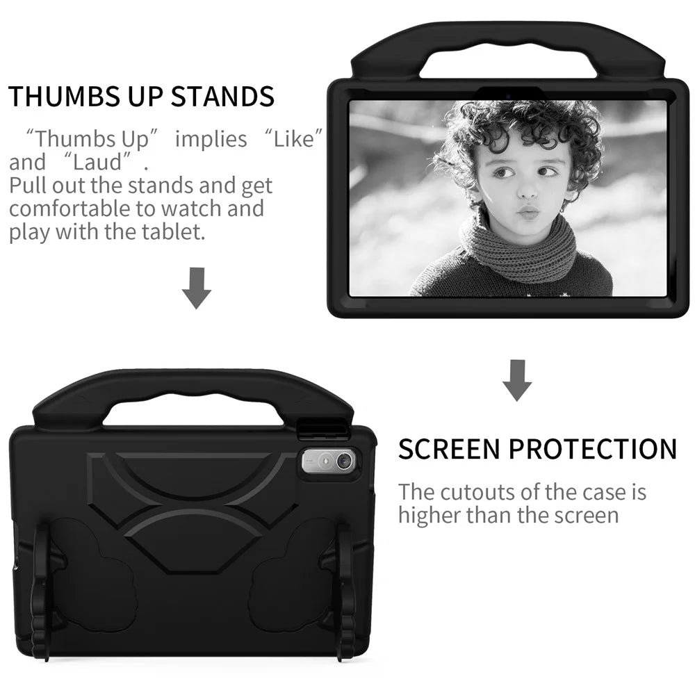 For Lenovo Tab P11 Pro Gen 2 EVA Case Thumbs Up Integrated Kickstand Tablet Cover - Black - 5