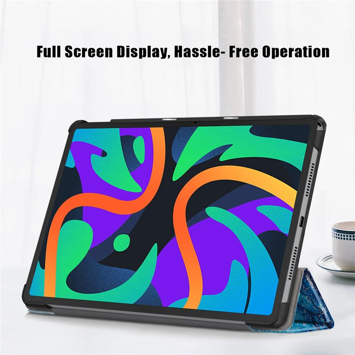 For Lenovo Tab M11 / Xiaoxin Pad 11 2024 Trifold Stand Cover Pattern PU Leather Auto Sleep Wake Tablet Case - Wave - 5