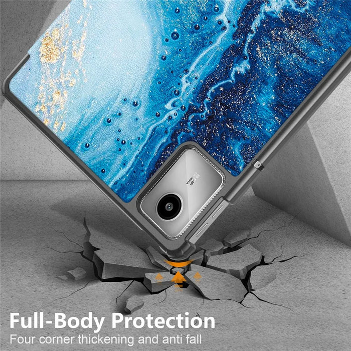 For Lenovo Tab M11 / Xiaoxin Pad 11 2024 Trifold Stand Cover Pattern PU Leather Auto Sleep Wake Tablet Case - Wave - 7