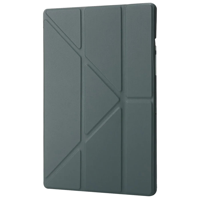 For Samsung Galaxy Tab A11 / A9 Case PU Leather+Silicone Cover with Origami Stand - Midnight Green - 6