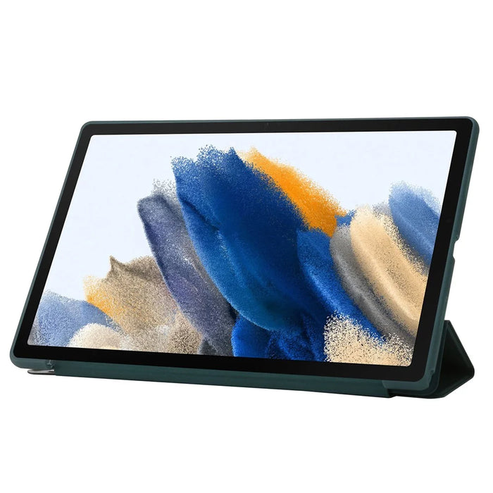 For Samsung Galaxy Tab A9+ Case Origami Stand Leather+Silicone Tablet Cover - Midnight Green - 2