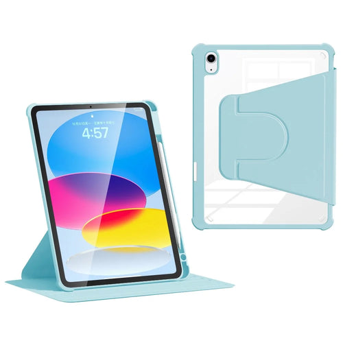 For iPad (2025) / 10.9 (2022) Case Anti-Scratch PU Leather+Acrylic+TPU Auto Wake / Sleep Tablet Cover - Blue - 1