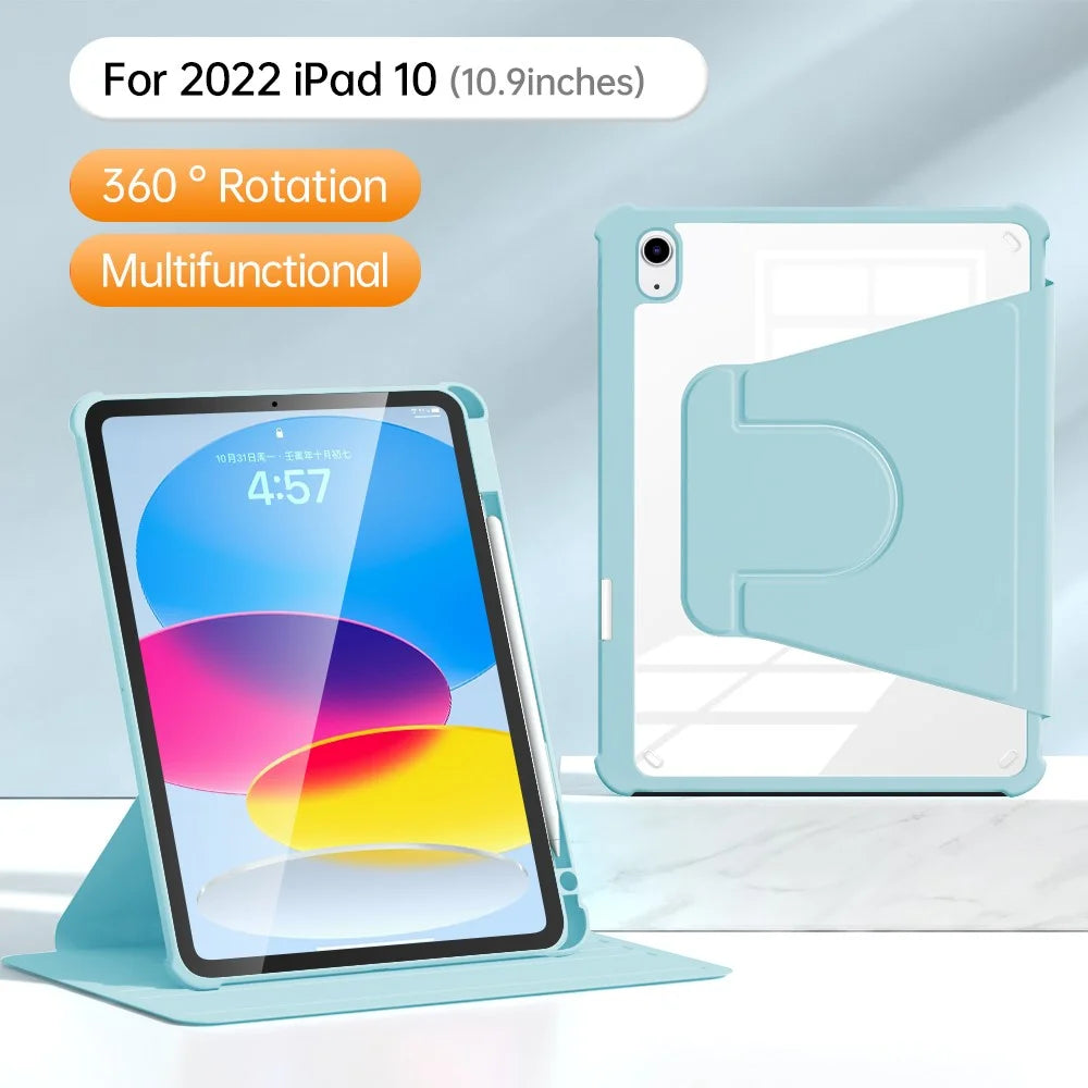 For iPad (2025) / 10.9 (2022) Case Anti-Scratch PU Leather+Acrylic+TPU Auto Wake / Sleep Tablet Cover - Blue - 2