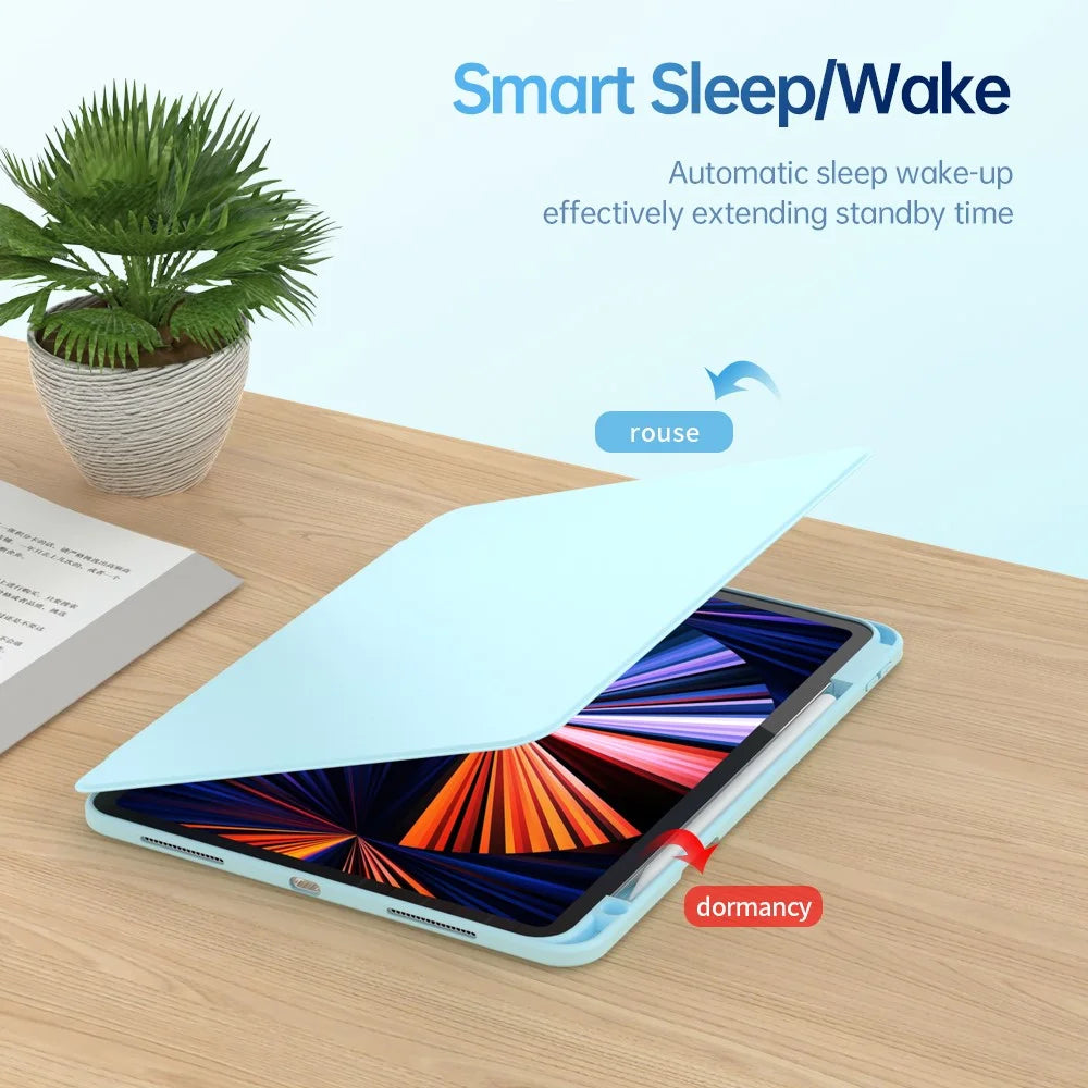 For iPad (2025) / 10.9 (2022) Case Anti-Scratch PU Leather+Acrylic+TPU Auto Wake / Sleep Tablet Cover - Blue - 4