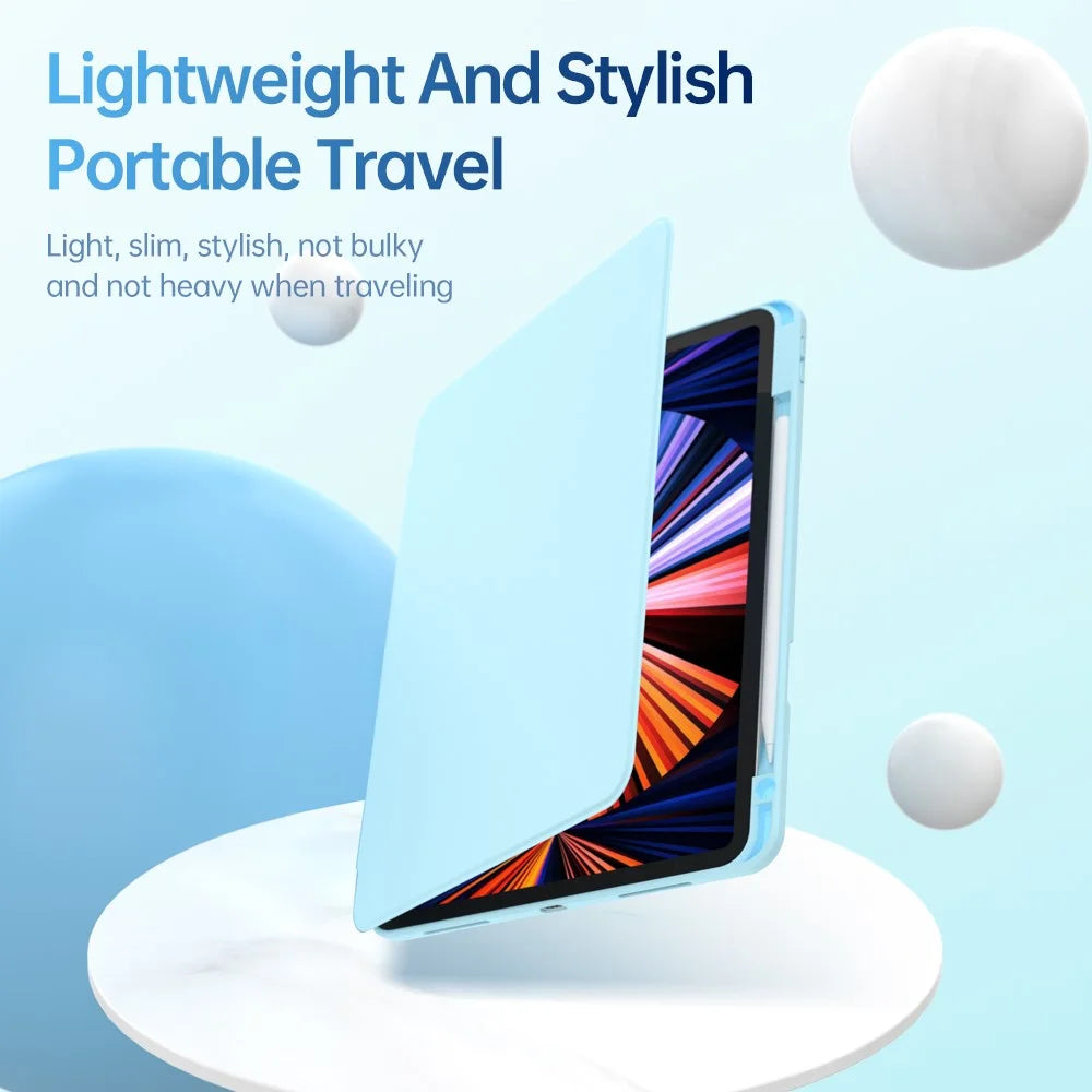 For iPad (2025) / 10.9 (2022) Case Anti-Scratch PU Leather+Acrylic+TPU Auto Wake / Sleep Tablet Cover - Blue - 5