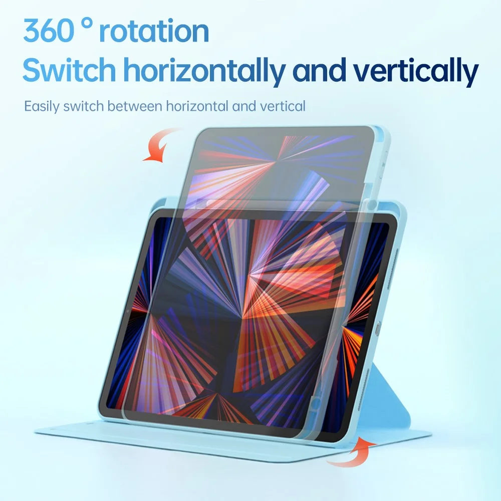 For iPad Pro 12.9 (2022) / (2021) / (2020) / (2018) Case PU Leather+Acrylic+TPU Tablet Cover with Lens Protection - Blue - 3