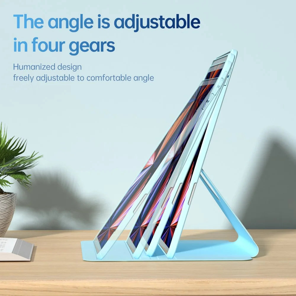 For iPad Pro 12.9 (2022) / (2021) / (2020) / (2018) Case PU Leather+Acrylic+TPU Tablet Cover with Lens Protection - Blue - 6