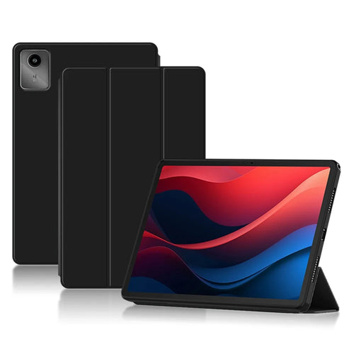 For Lenovo Tab M11 / Xiaoxin Pad 11 2024 Case PU Leather+TPU Anti-scratch Trifold Stand Tablet Cover - Black - 1