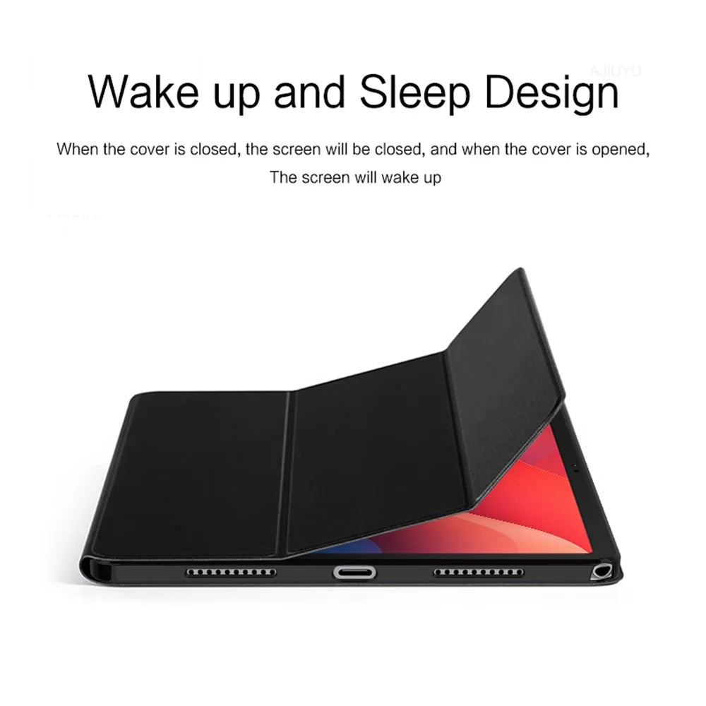 For Lenovo Tab M11 / Xiaoxin Pad 11 2024 Case PU Leather+TPU Anti-scratch Trifold Stand Tablet Cover - Black - 7