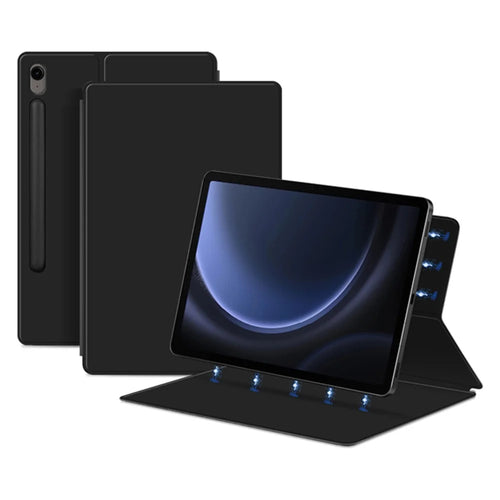 For Samsung Galaxy Tab S10 FE / S9 FE / S9 Tablet Case Magnetic PU Leather Stand Cover - Black - 1