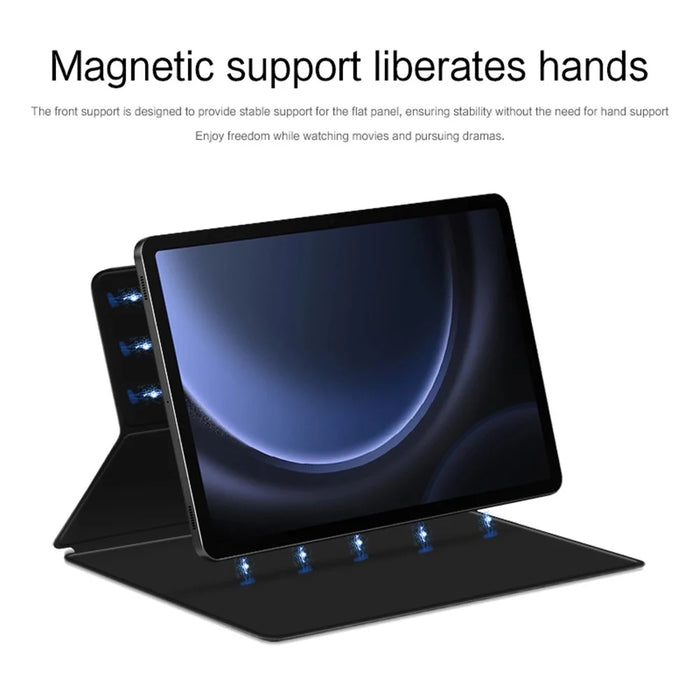 For Samsung Galaxy Tab S10 FE / S9 FE / S9 Tablet Case Magnetic PU Leather Stand Cover - Black - 3