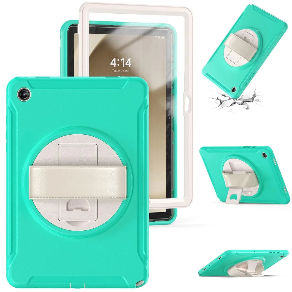 For Samsung Galaxy Tab A9+ Kickstand Back Cover PC+TPU Tablet Case - Mint Green - 2