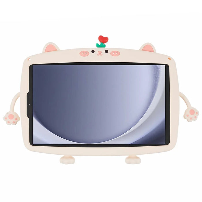 For Samsung Galaxy Tab A9 Case Cartoon Cat Tablet Silicone Cover with 360 Degree Rotation Kickstand - 3