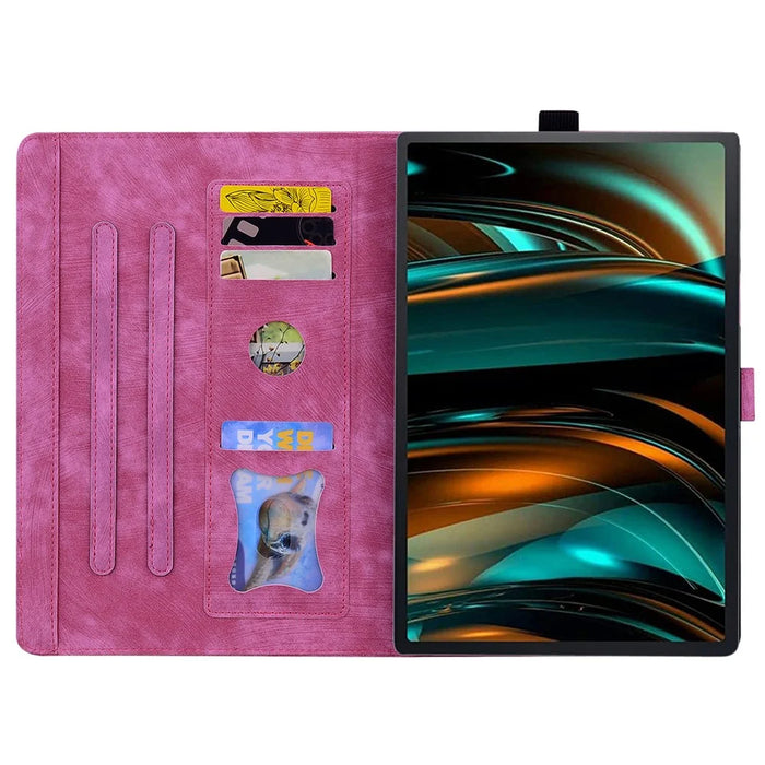 For Lenovo Tab M11 / Xiaoxin Pad 11 2024 Tablet Case Flower Cat Imprint Folio PU Leather Cover - Rose - 2