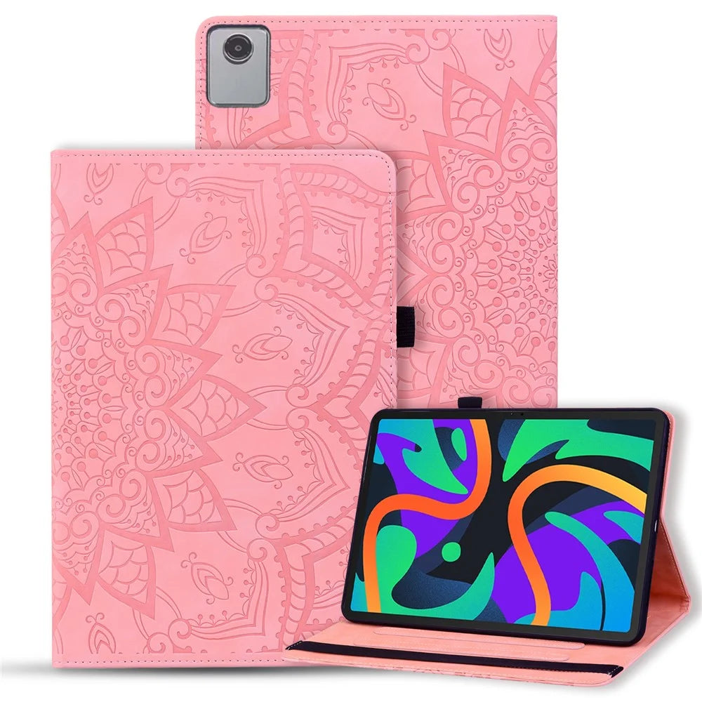 For Lenovo Tab M11 / Xiaoxin Pad 11 2024 Protective Shell Flower Pattern PU Leather Stand Tablet Cover - Pink - 1