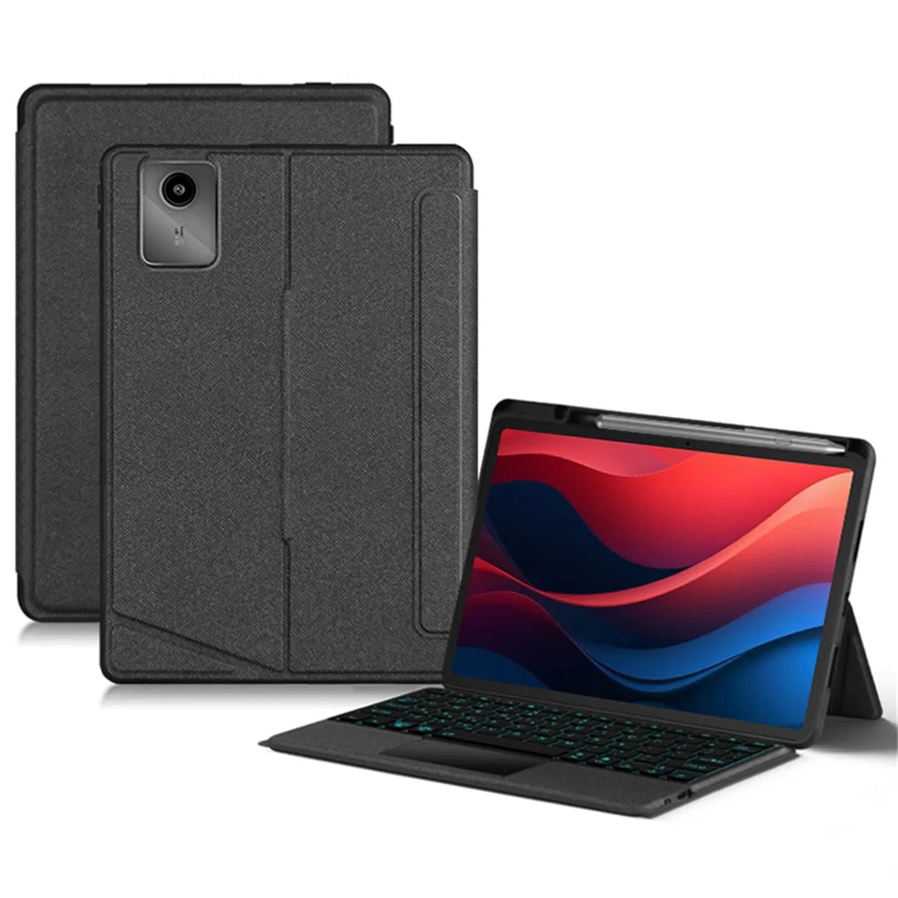 For Lenovo Tab M11 / Xiaoxin Pad 11 2024 Leather Case + Bluetooth-compatible Keyboard with Backlight Trackpad - 1