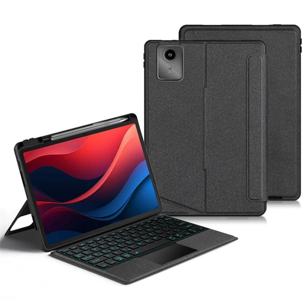 For Lenovo Tab M11 / Xiaoxin Pad 11 2024 Leather Case + Bluetooth-compatible Keyboard with Backlight Trackpad - 2