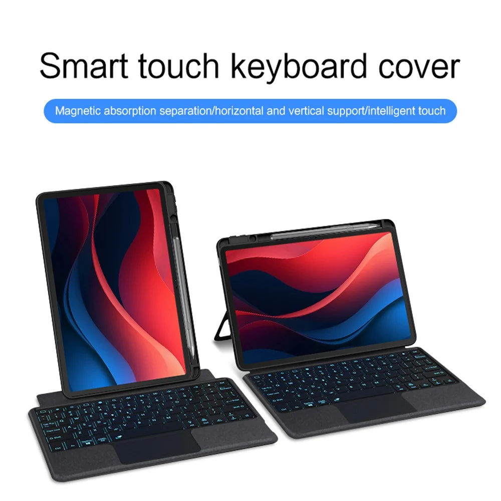 For Lenovo Tab M11 / Xiaoxin Pad 11 2024 Leather Case + Bluetooth-compatible Keyboard with Backlight Trackpad - 3