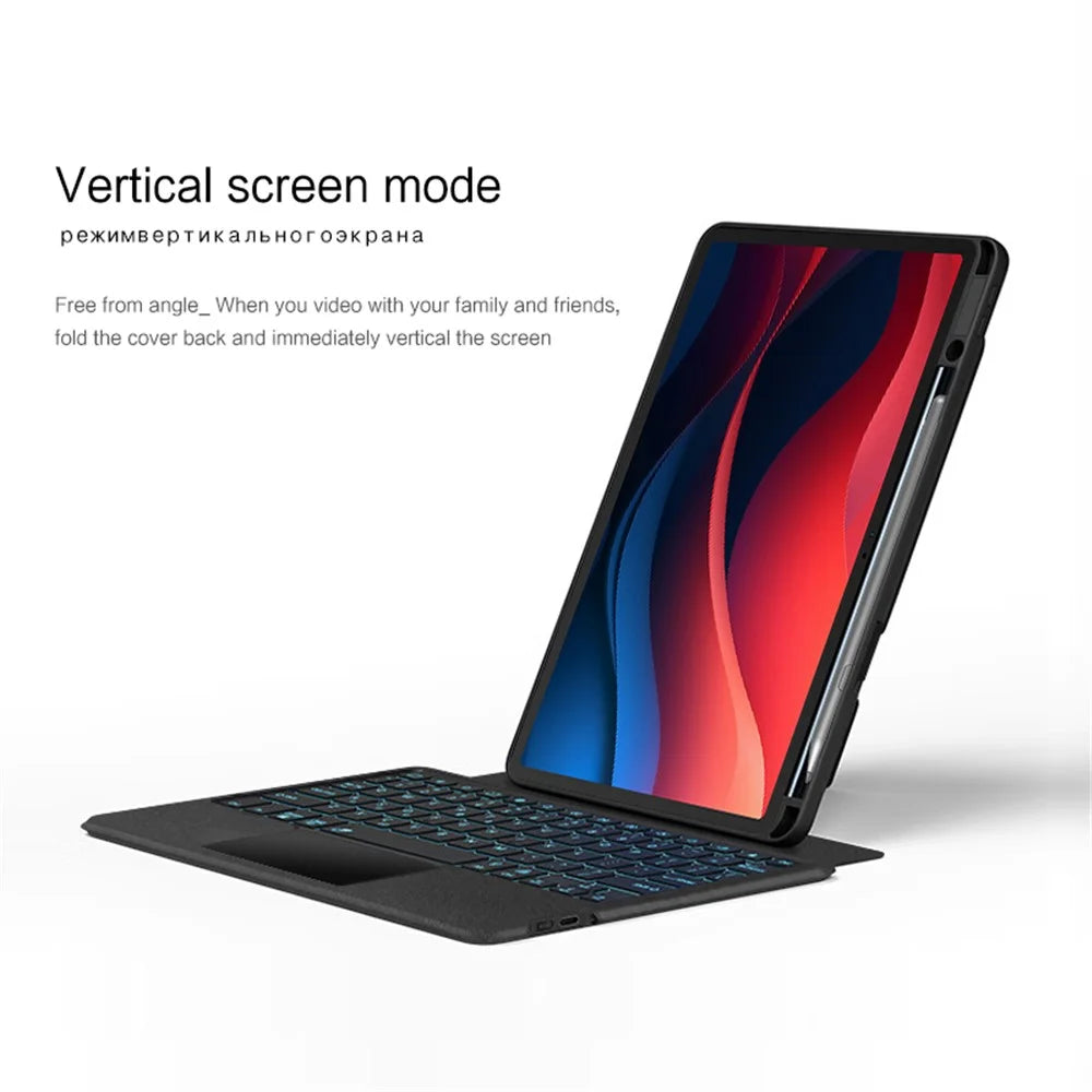 For Lenovo Tab M11 / Xiaoxin Pad 11 2024 Leather Case + Bluetooth-compatible Keyboard with Backlight Trackpad - 5