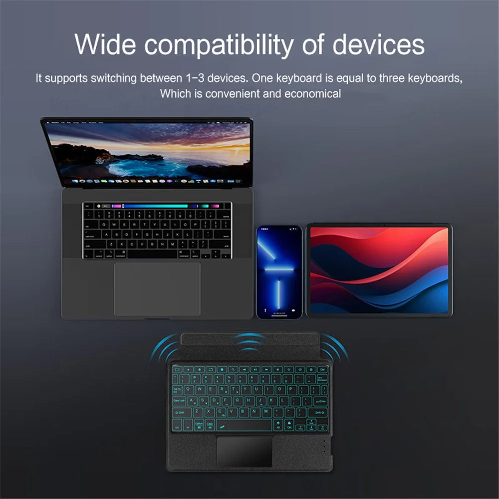 For Lenovo Tab M11 / Xiaoxin Pad 11 2024 Leather Case + Bluetooth-compatible Keyboard with Backlight Trackpad - 7