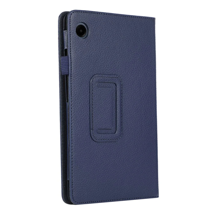 For Samsung Galaxy Tab A11 / A9 Tablet Case Litchi Texture PU Leather Bi-fold Stand Cover - Dark Blue - 4