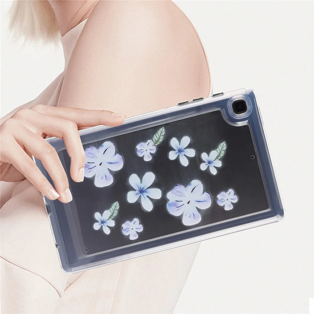 For Samsung Galaxy Tab A7 Lite 8.7-inch T225 T220 Case Flower Pattern PC+TPU Tablet Cover - Violet - 7