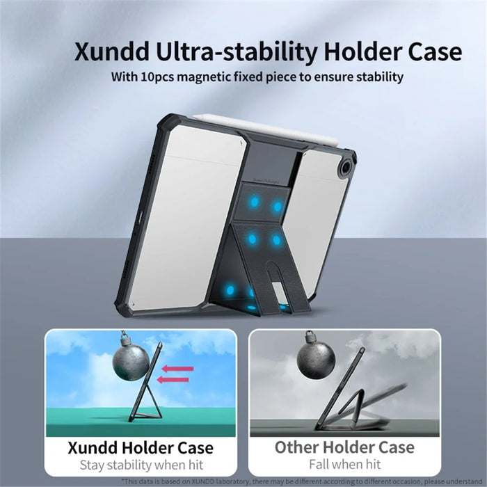 XUNDD For Samsung Galaxy Tab A11+ / A9+ Kickstand Tablet Case Air Cushion Acrylic+TPU Cover - Black - 3