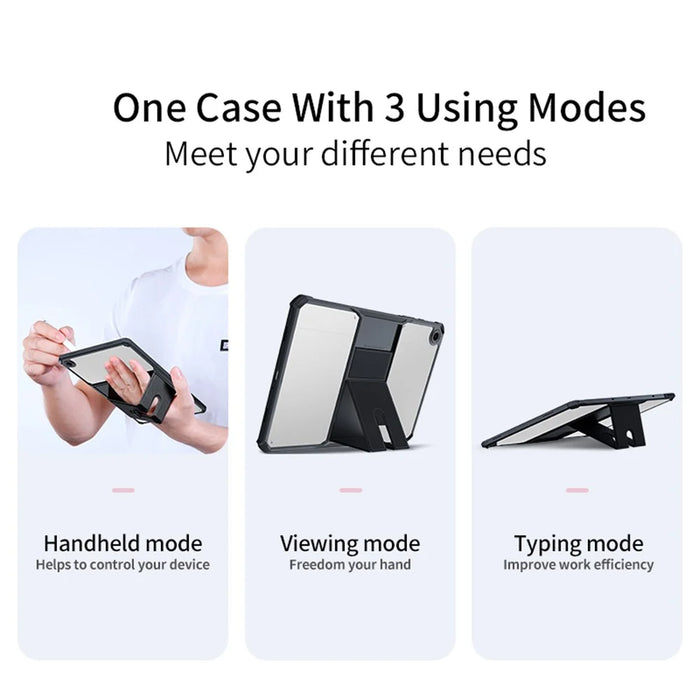 XUNDD For Samsung Galaxy Tab A11+ / A9+ Kickstand Tablet Case Air Cushion Acrylic+TPU Cover - Black - 5