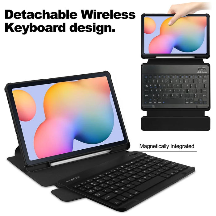 For Samsung Galaxy Tab S6 Lite (2024) / S6 Lite (2022) / S6 Lite (2020) Case with Bluetooth-compatible Keyboard PU+Acrylic Tablet Cover - Black - 2