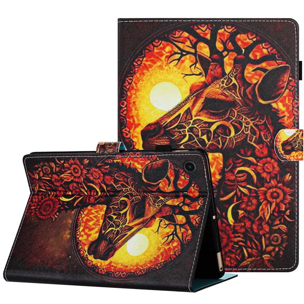 For Lenovo Tab M10 Plus Tablet Case Pattern Printed Shockproof PU Leather Folio Flip Cover - Deer - 1