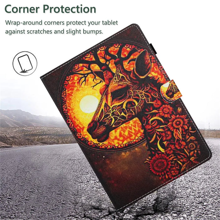 For Lenovo Tab M10 Plus Tablet Case Pattern Printed Shockproof PU Leather Folio Flip Cover - Deer - 5