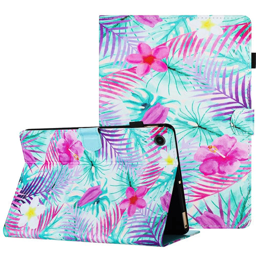For Samsung Galaxy Tab A8 10.5 (2021) X205 / X200 Shockproof Case Anti-Drop PU Leather Tablet Cover - Flower - 1