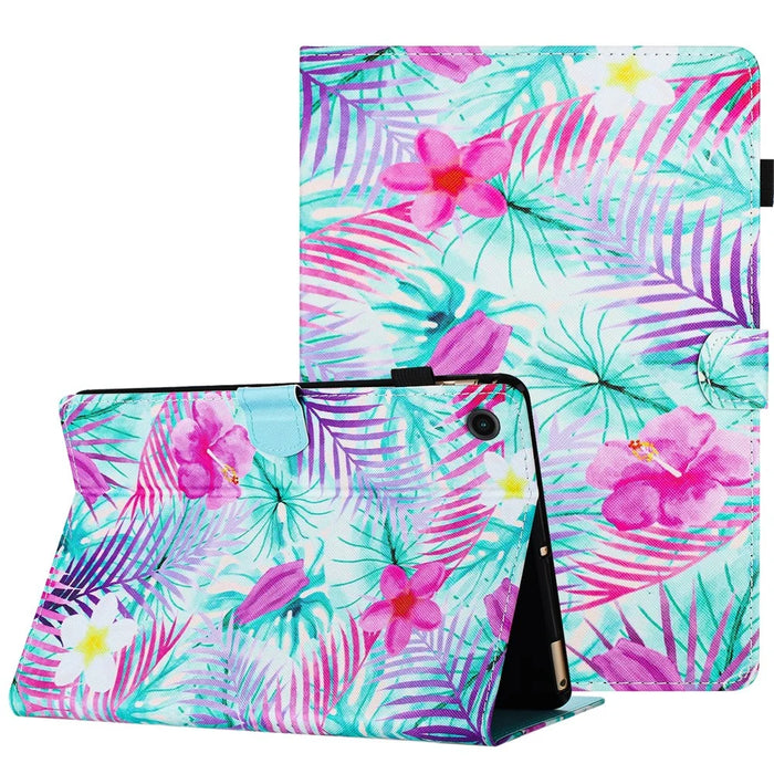 For Samsung Galaxy Tab A8 10.5 (2021) X205 / X200 Shockproof Case Anti-Drop PU Leather Tablet Cover - Flower - 1