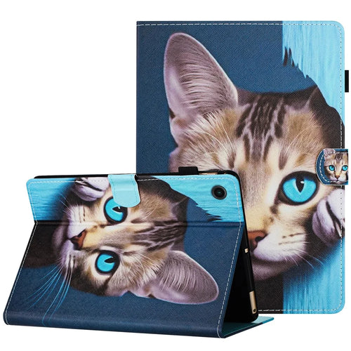 For Samsung Galaxy Tab A9 Protective Case Auto Sleep / Wake Anti-Drop PU Leather Flip Tablet Cover - Cat - 1