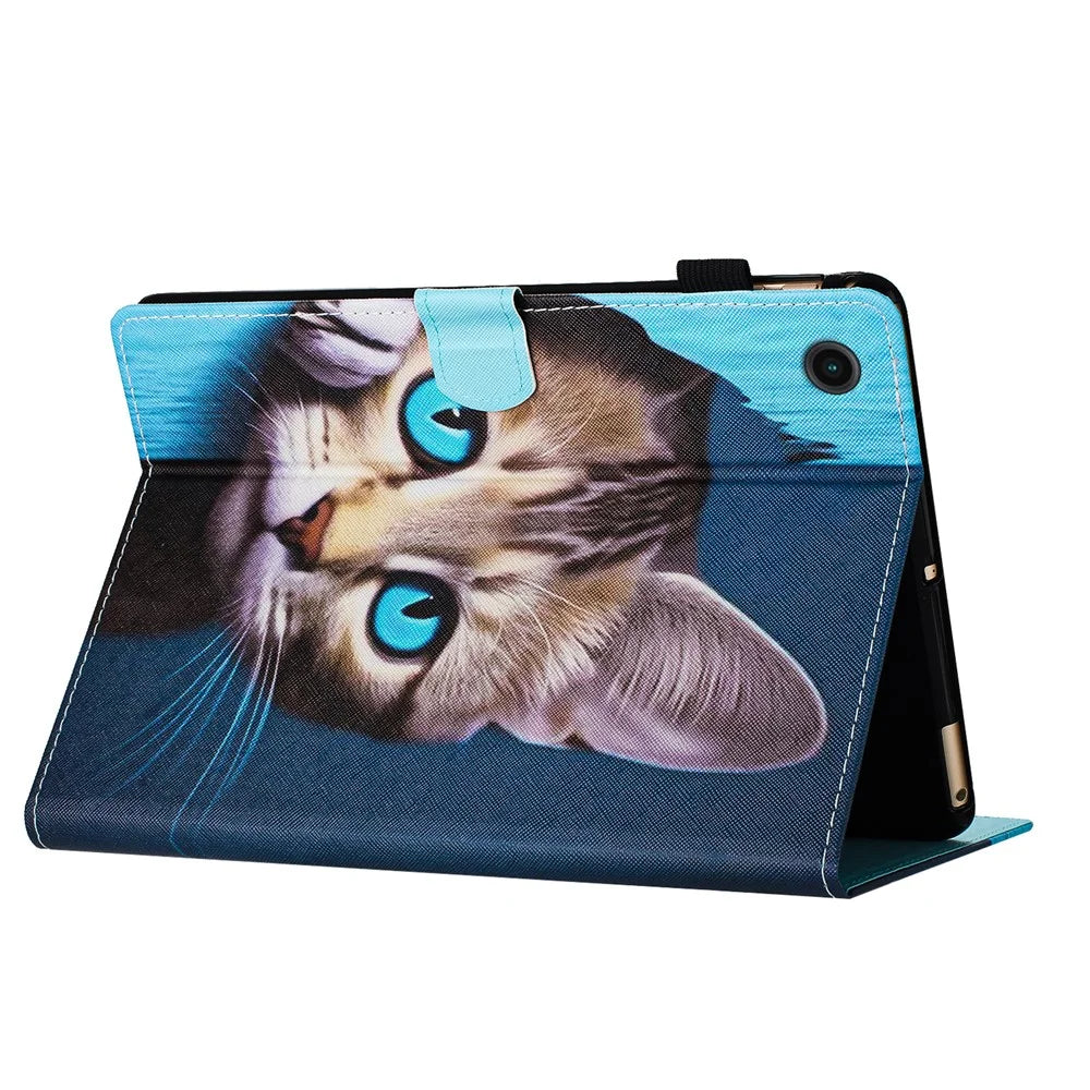 For Samsung Galaxy Tab A9 Protective Case Auto Sleep / Wake Anti-Drop PU Leather Flip Tablet Cover - Cat - 4