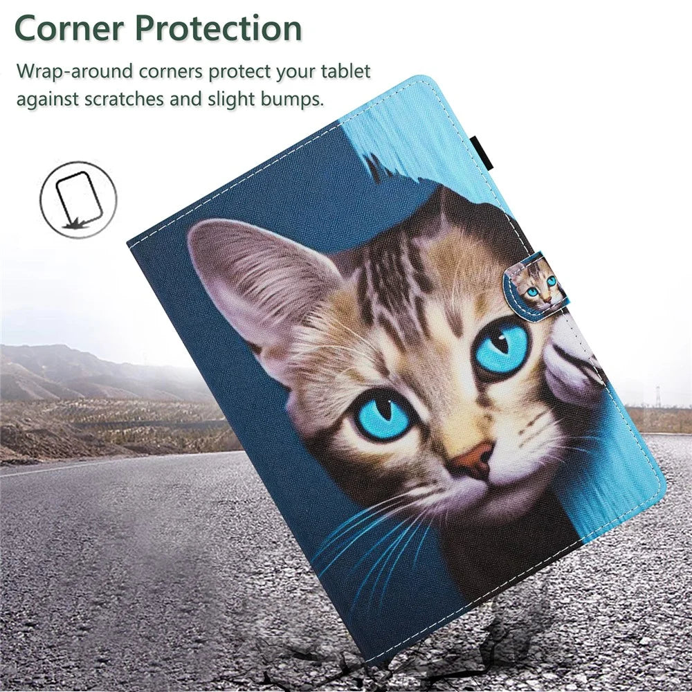 For Samsung Galaxy Tab A9 Protective Case Auto Sleep / Wake Anti-Drop PU Leather Flip Tablet Cover - Cat - 5