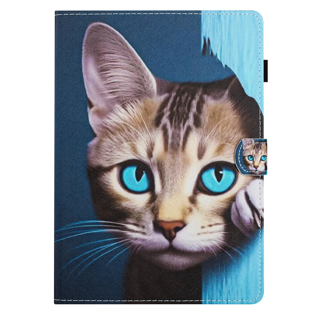 For Samsung Galaxy Tab A9 Protective Case Auto Sleep / Wake Anti-Drop PU Leather Flip Tablet Cover - Cat - 6