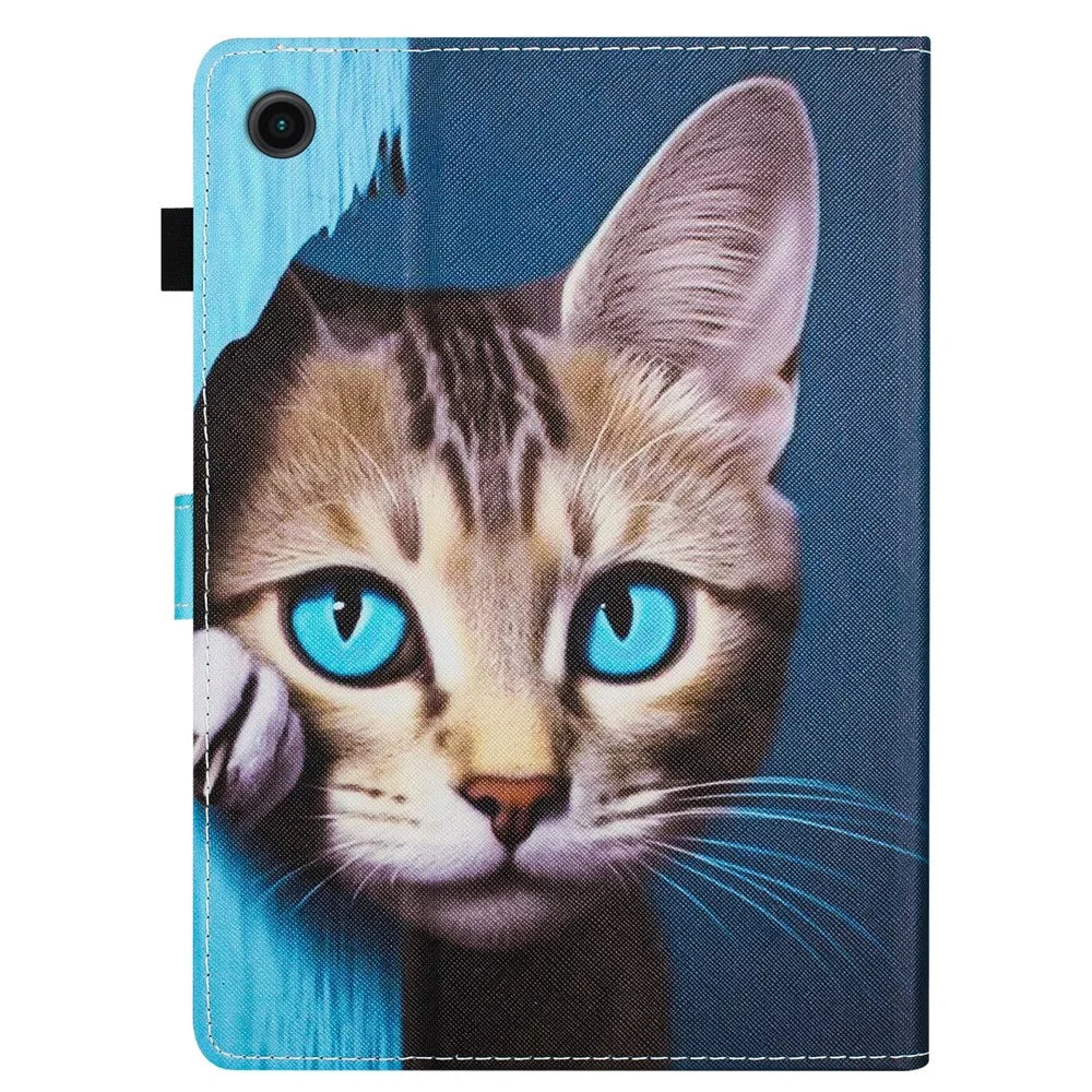 For Samsung Galaxy Tab A9 Protective Case Auto Sleep / Wake Anti-Drop PU Leather Flip Tablet Cover - Cat - 7
