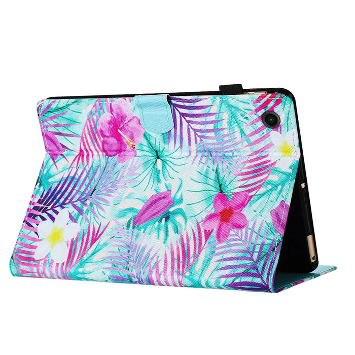 For Samsung Galaxy Tab A9+ Case Auto Wake / Sleep Shockproof PU Leather Tablet Case - Flower - 4