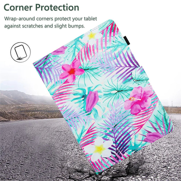 For Samsung Galaxy Tab A9+ Case Auto Wake / Sleep Shockproof PU Leather Tablet Case - Flower - 5