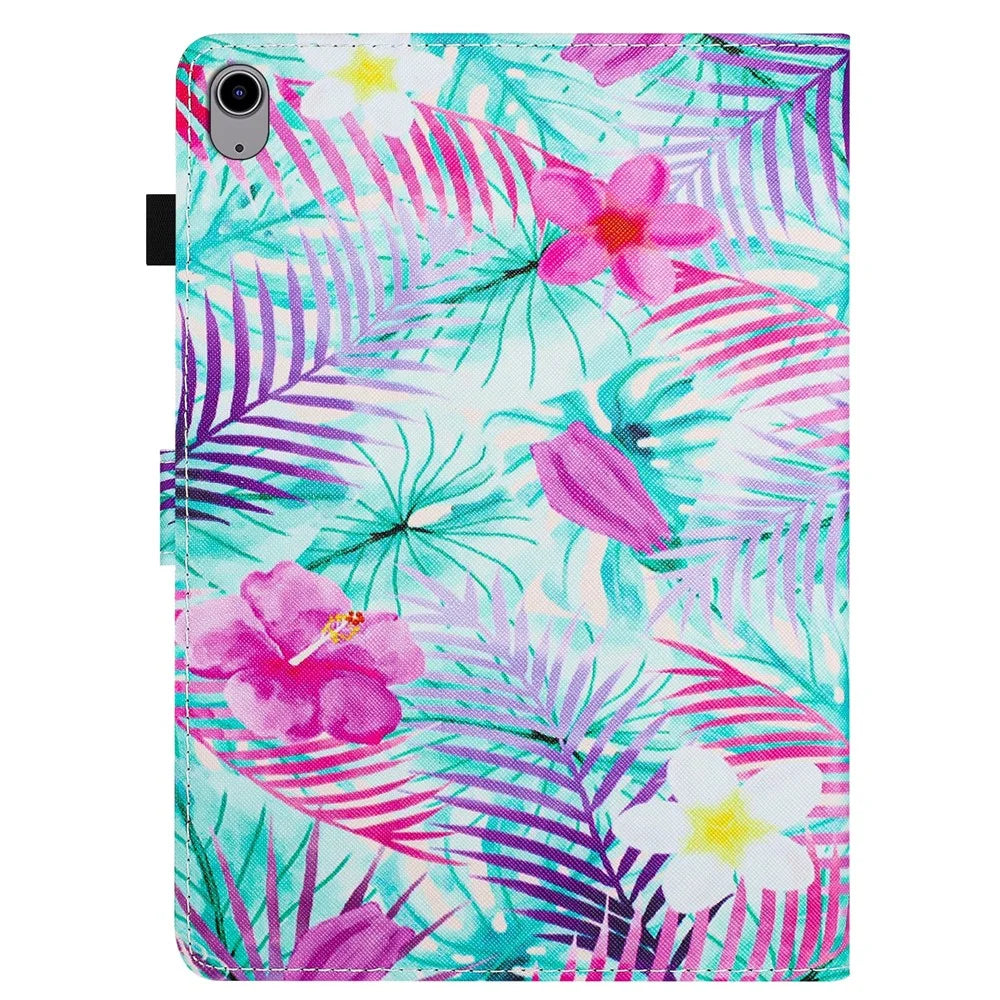 For iPad (2025) / 10.9 (2022) PU Leather Case Pattern Printed Card Slot Protective Tablet Cover - Flower - 7